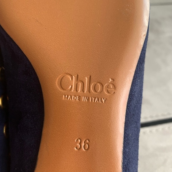 NWT CHLOE Dark Blue/Black Suede Grommet Flats size Eur 36 - Picture 9 of 13